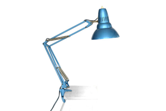 Metallic blue architect lamp Luxo L-2 by Jac Jakobsen for Luxo. Norway 1960s