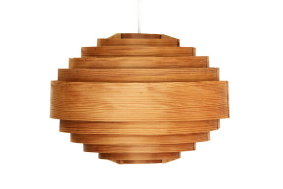 Pine veneer pendant light T 674 by Hans-Agne Jakobsson for Ellysett AB. Sweden 1960s