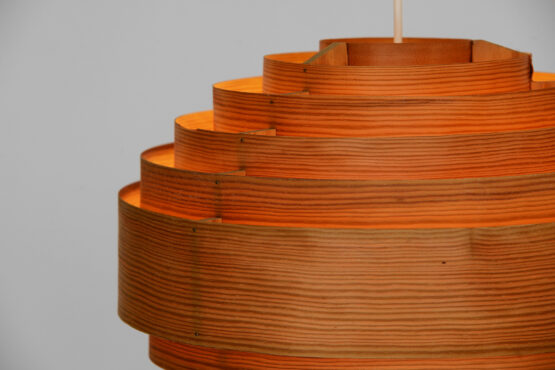 Pine veneer pendant light T 674 by Hans-Agne Jakobsson for Ellysett AB. Sweden 1960s - Image 8