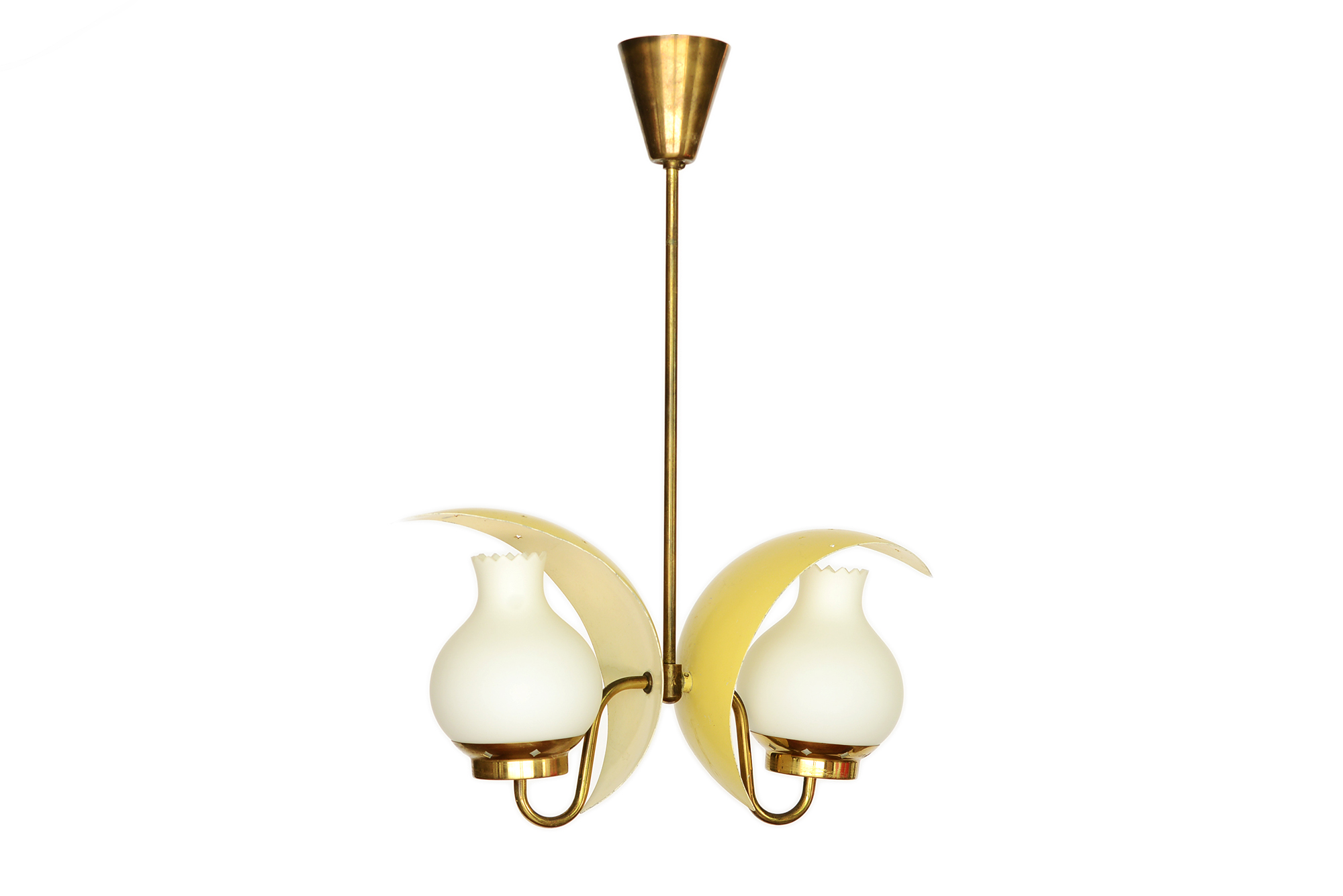 Double pendant light/chandelier by Bent Karlby for Lyfa. Denmark 1950s