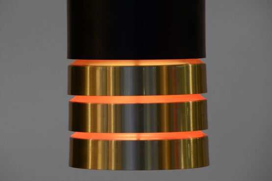 Gold and matte black aluminum pendant light. Denmark 1960s - Image 4