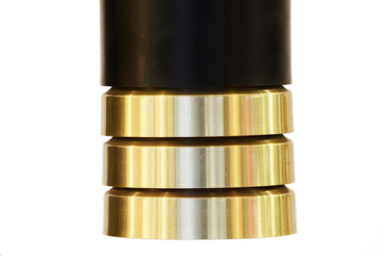 Gold and matte black aluminum pendant light. Denmark 1960s - Image 3