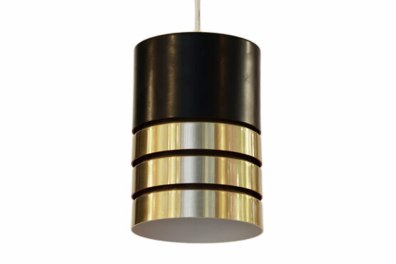 Gold and matte black aluminum pendant light. Denmark 1960s - Image 5