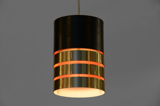 Gold and matte black aluminum pendant light. Denmark 1960s - Image 6