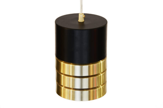 Gold and matte black aluminum pendant light. Denmark 1960s - Image 7