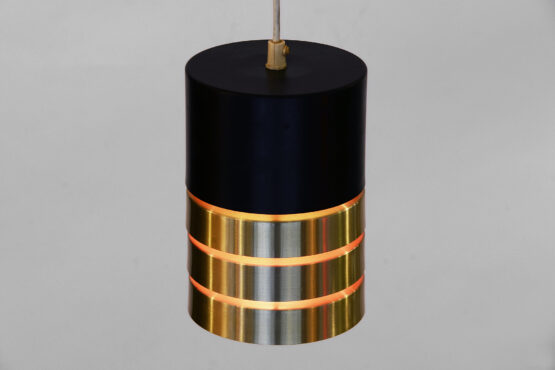 Gold and matte black aluminum pendant light. Denmark 1960s - Image 8