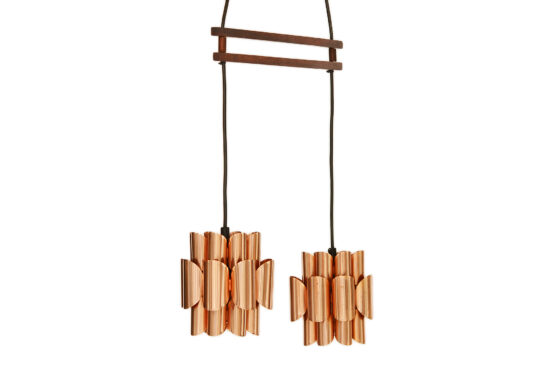 Double copper pendant light by Werner Schou for Coronell Elektro. Denmark 1960s - Image 12