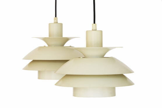 Pair of cream white pendant lights from Lyskaer belysning. Denmark 1970s - Image 7