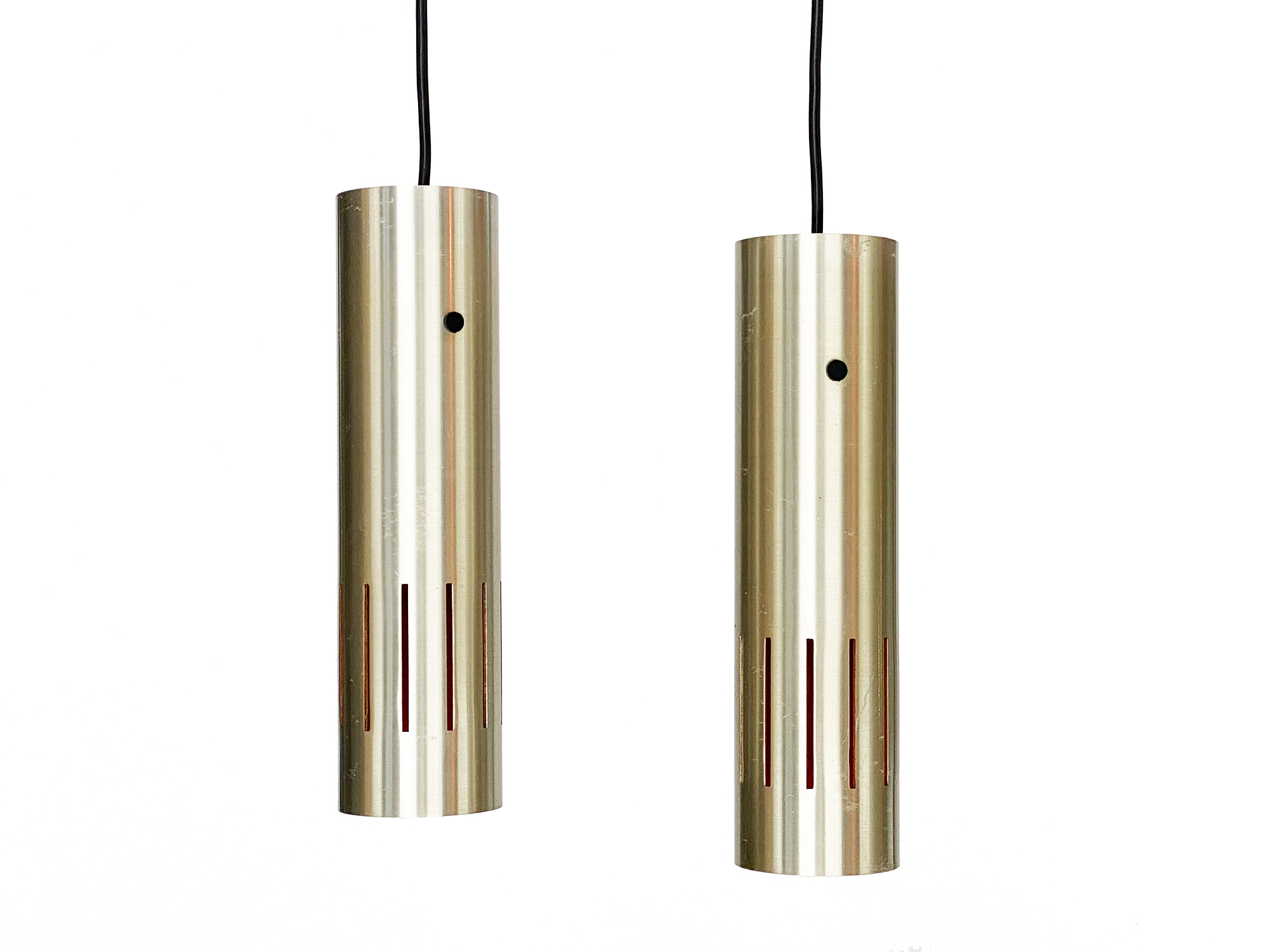 Pair of pendant lights "Trombone" by Jo Hammerborg for Fog & Mørup. Denmark 1960s