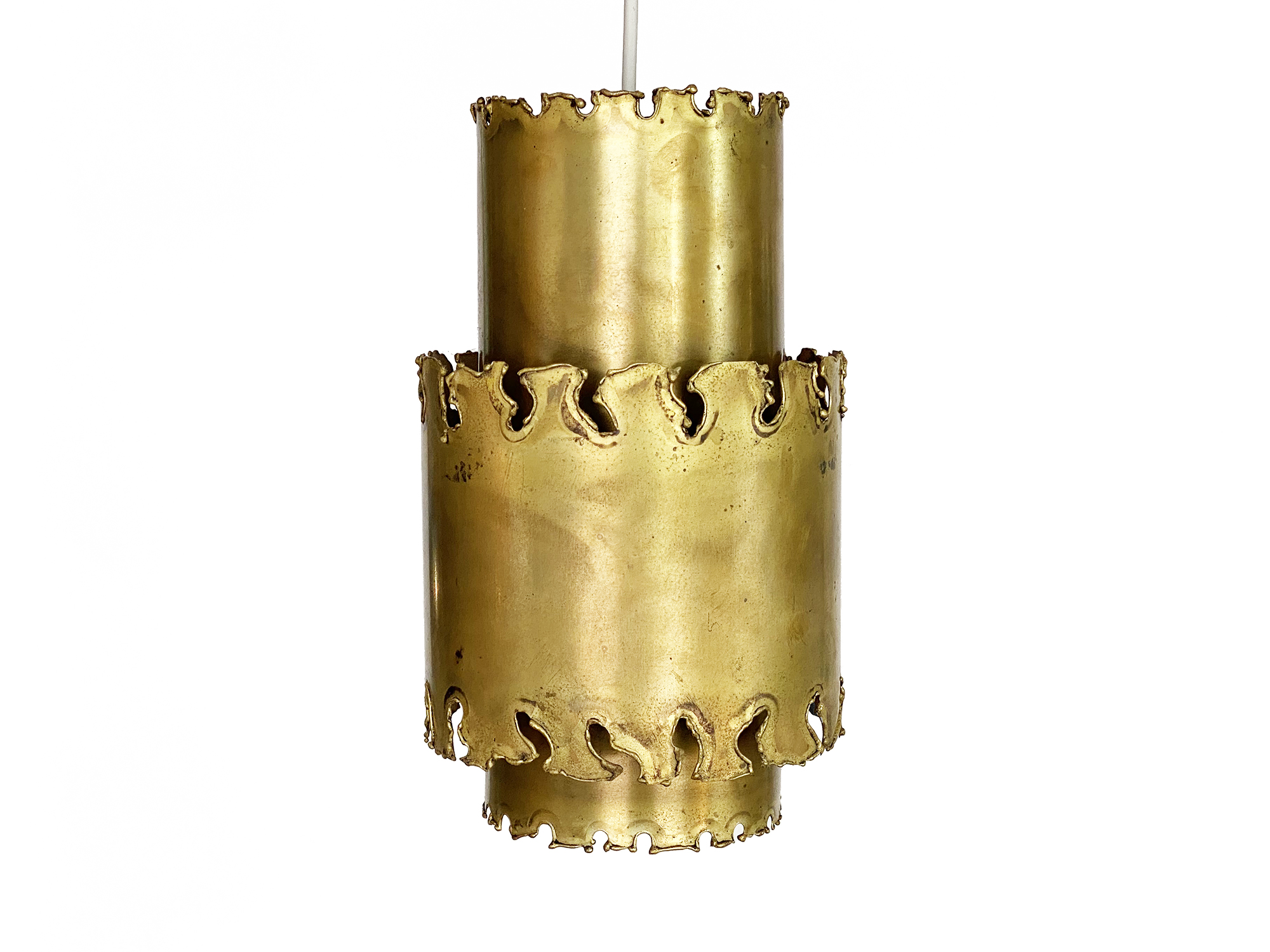 Brutalist pendant light in oxidized brass by Svend Aage Holm Sørensen for Holm Sørensen & co. Denmark 1960s