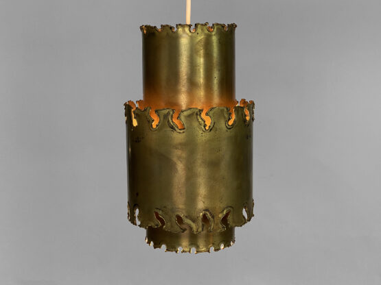 Brutalist pendant light in oxidized brass by Svend Aage Holm Sørensen for Holm Sørensen & co. Denmark 1960s - Image 2