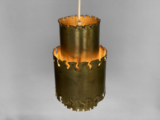 Brutalist pendant light in oxidized brass by Svend Aage Holm Sørensen for Holm Sørensen & co. Denmark 1960s - Image 6
