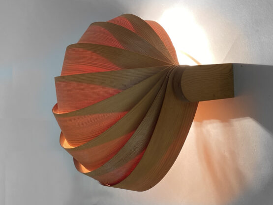 Pair of pine veneer wall lamps/visor lights by Translandia. Denmark 1960s - Image 7