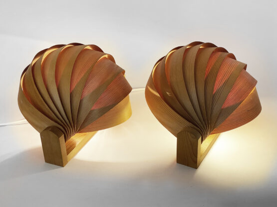 Pair of pine veneer wall lamps/visor lights by Translandia. Denmark 1960s - Image 2