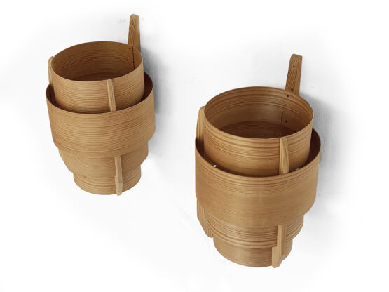 Pair of pine wood wall lights/sconces by Hans-Agne Jakobsson for Ellysett AB. Sweden 1960s - Image 9