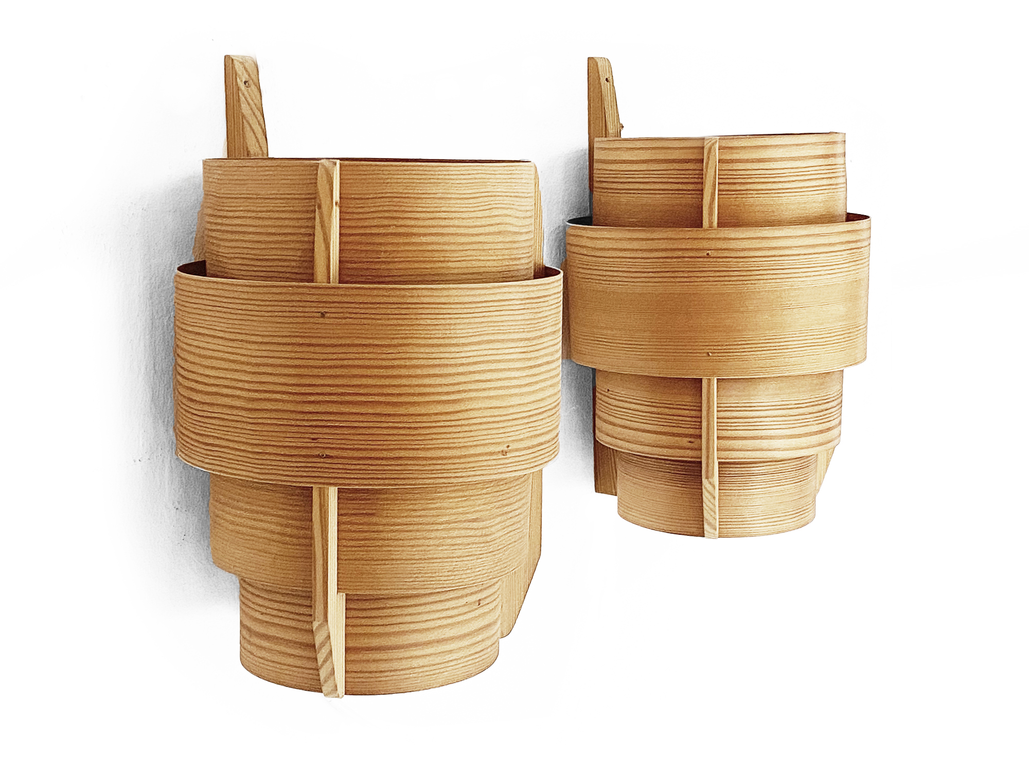 Pair of pine wood wall lights/sconces by Hans-Agne Jakobsson for Ellysett AB. Sweden 1960s