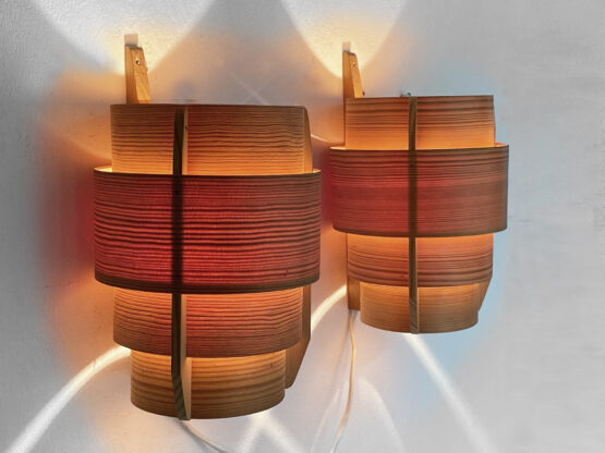 Pair of pine wood wall lights/sconces by Hans-Agne Jakobsson for Ellysett AB. Sweden 1960s - Image 2