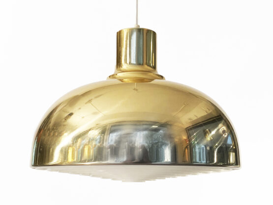 Large golden pendant light. Sweden 1970s