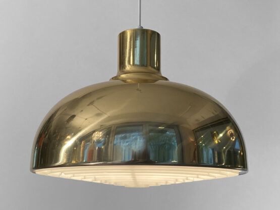 Large golden pendant light. Sweden 1970s - Image 2