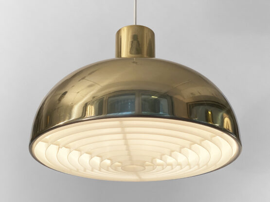 Large golden pendant light. Sweden 1970s - Image 4