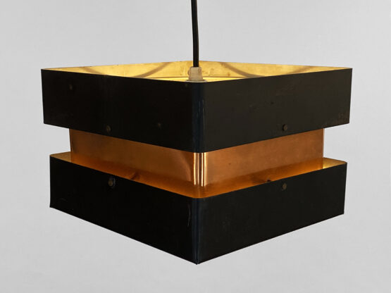 Small pendant light in copper and black metal. Denmark 1960s - Image 2