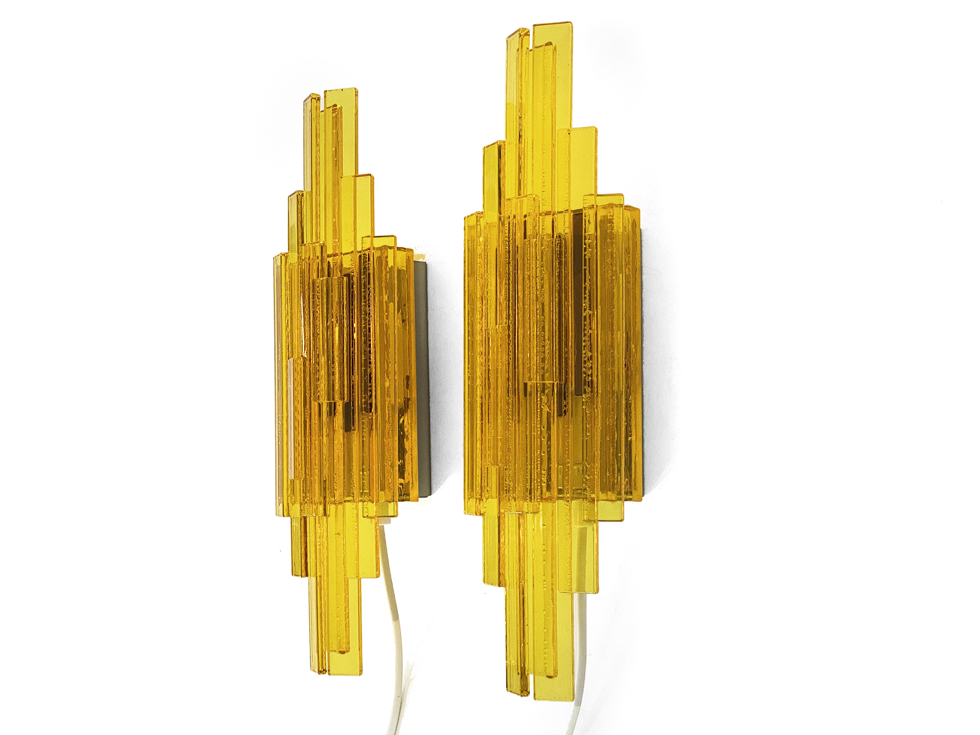Pair of acrylic wall lights/sconces by Claus Bolby for CeBo industri. Denmark 1960s