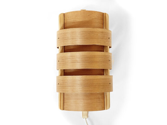 Pine veneer wall light/sconce V280 by Hans-Agne Jakobsson for Ellysett. Sweden 1960s - Image 3