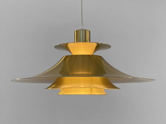 Large golden colored aluminum pendant light from Frandsen Lighting. Denmark 1970s - Image 2