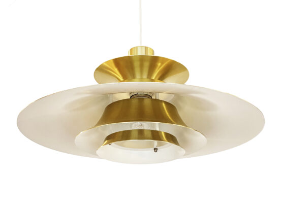Large golden colored aluminum pendant light from Frandsen Lighting. Denmark 1970s - Image 3