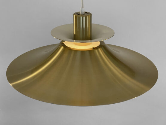 Large golden colored aluminum pendant light from Frandsen Lighting. Denmark 1970s - Image 6