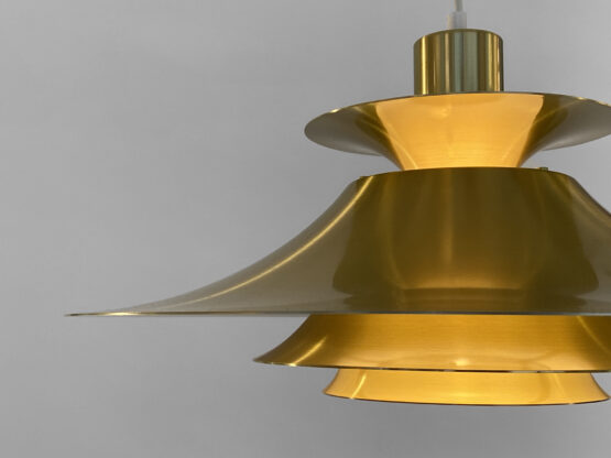 Large golden colored aluminum pendant light from Frandsen Lighting. Denmark 1970s - Image 7