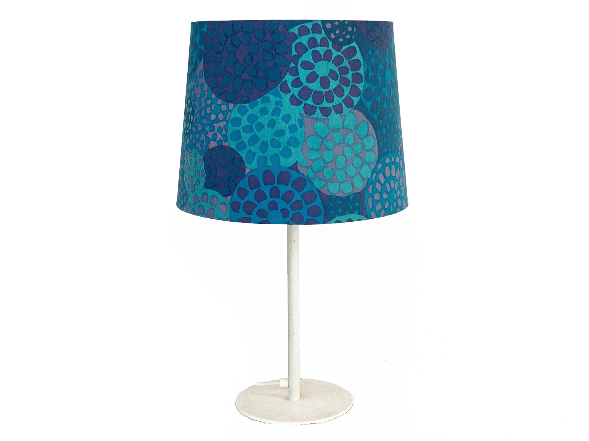 Metal table lamp by Uno and Östen Kristiansson for Luxus. Shade from repurposed fabric by Metsovaara. Sweden 1970s