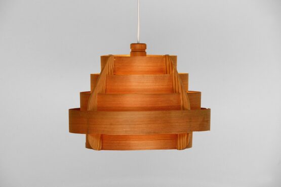 Pine veneer pendant light by Hans-Agne Jakobsson for Ellysett AB. Sweden 1960s - Image 2