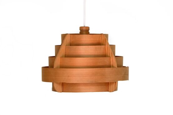 Pine veneer pendant light by Hans-Agne Jakobsson for Ellysett AB. Sweden 1960s