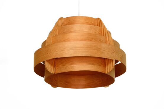 Pine veneer pendant light by Hans-Agne Jakobsson for Ellysett AB. Sweden 1960s - Image 3