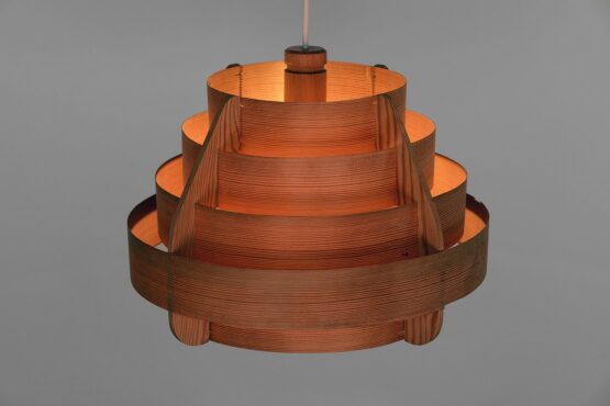 Pine veneer pendant light by Hans-Agne Jakobsson for Ellysett AB. Sweden 1960s - Image 6