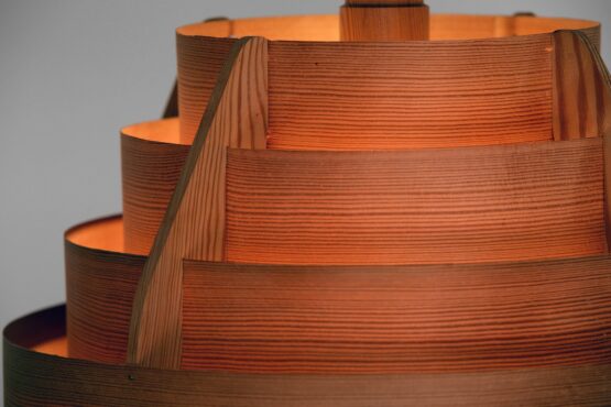 Pine veneer pendant light by Hans-Agne Jakobsson for Ellysett AB. Sweden 1960s - Image 8