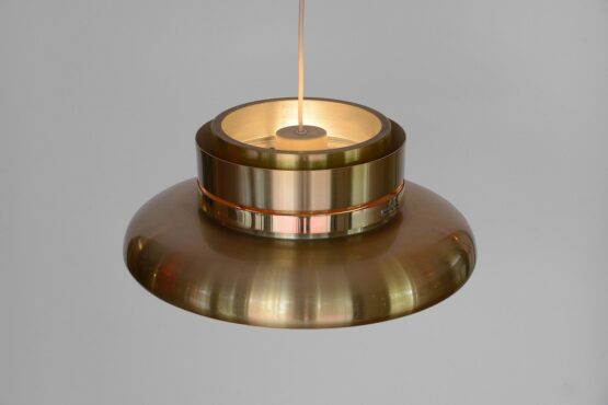 Gold coloured aluminium pendant light by Carl Thore for Granhaga Metall. Sweden 1970s - Image 6