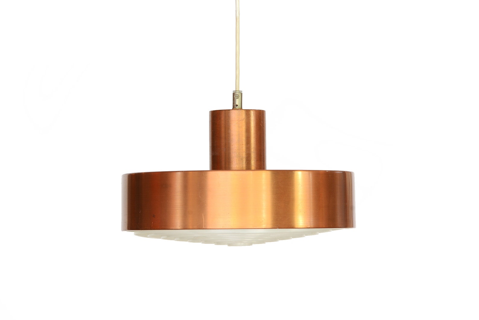 Copper colored aluminium pendant light from ASEA. Sweden 1960s