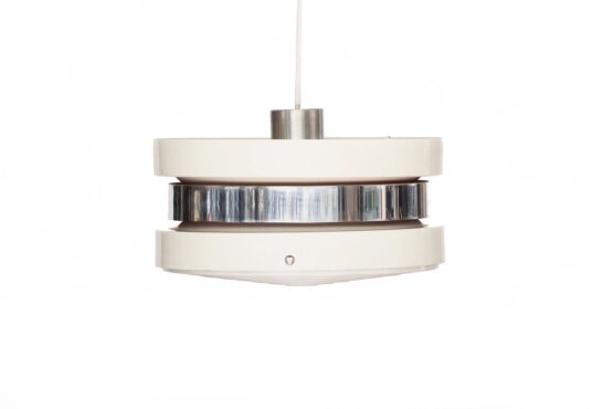 Pendant light in white lacquered aluminium by Carl Thore (Sigurd Lindkvist) for Granhaga Metall. Sweden 1970s.