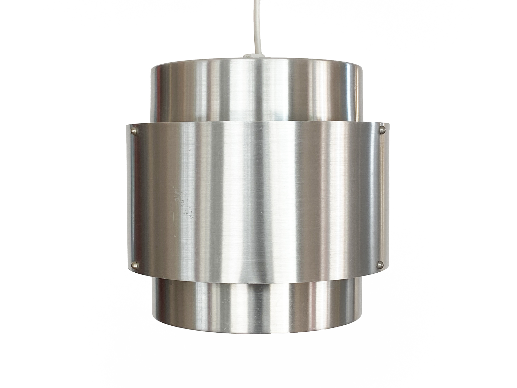 Small pendant light in brushed aluminum. Sweden 1970s