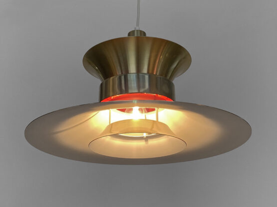 Large pendant light in golden brushed aluminum by Lyskaer belysning. Denmark 1970s - Image 4