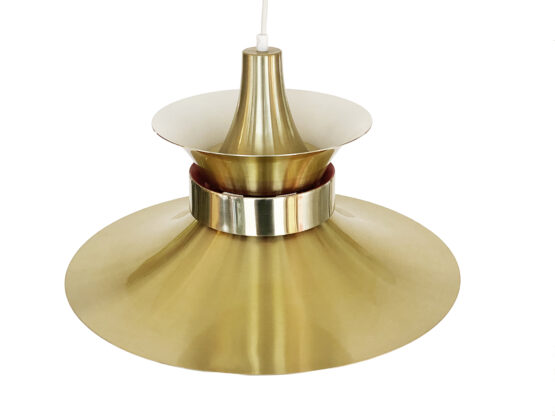 Large pendant light in golden brushed aluminum by Lyskaer belysning. Denmark 1970s - Image 5