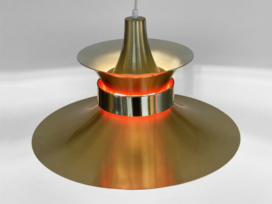 Large pendant light in golden brushed aluminum by Lyskaer belysning. Denmark 1970s - Image 6