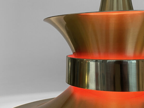 Large pendant light in golden brushed aluminum by Lyskaer belysning. Denmark 1970s - Image 7