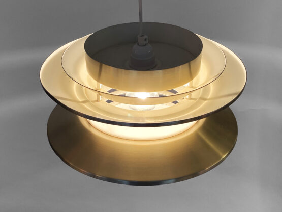 Pendant light "Trava" large in golden aluminium by Carl Thore for Granhaga Metallindustri. Sweden 1970s - Image 6