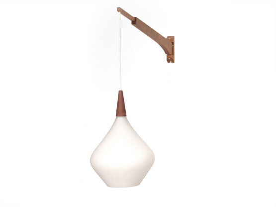 Telescopic wood and opaline glass wall lamp. Sweden 1960s. - Image 3