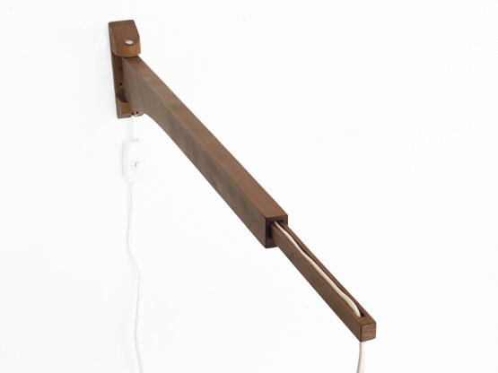 Telescopic wood and opaline glass wall lamp. Sweden 1960s. - Image 7