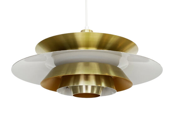 Multi layered pendant light in golden aluminum by Lyskaer belysning. Denmark 1970s - Image 3