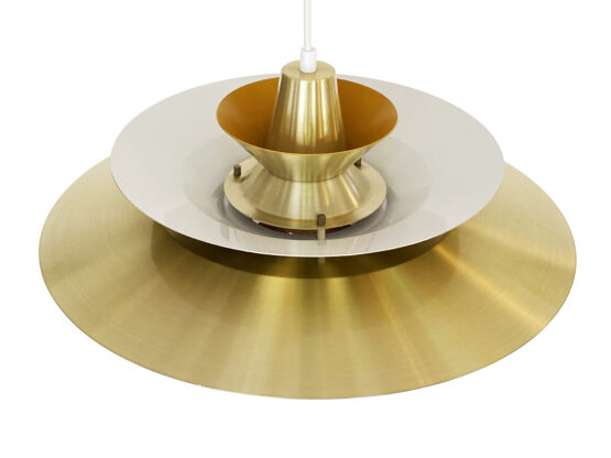 Multi layered pendant light in golden aluminum by Lyskaer belysning. Denmark 1970s - Image 5